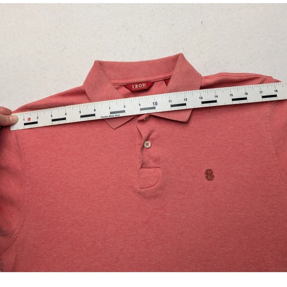 IZOD Luxury Sport Polo Shirt Mens M Coral Pink‎ Short Sleeve Heathered